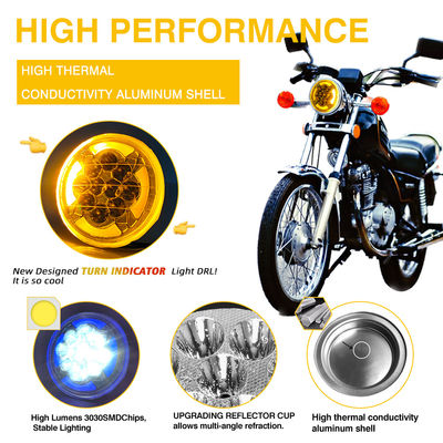 Round Motorcycle LED Headlight with High Thermal Conductivity Aluminum Shell IP67 Waterproof and Semi-assembly Design