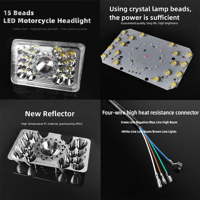 YAYE High Power 18 Beads Motorcycle LED Square Headlight with 1800LM Brightness and 50000 Hours Lifespan