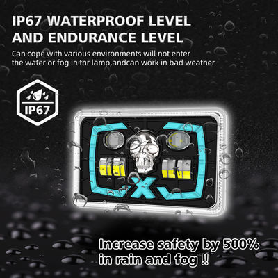 CG125 Motorcycle LED Headlight with Red Skull DRL 18LED Chip and 50000 Hours Lifespan