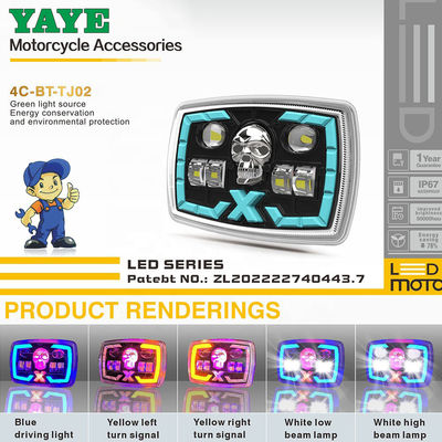 YAYE CD70 CG125 Semi-assembly Red Skull DRL Optical Projector Lens Motorcycle LED Accessory Headlight